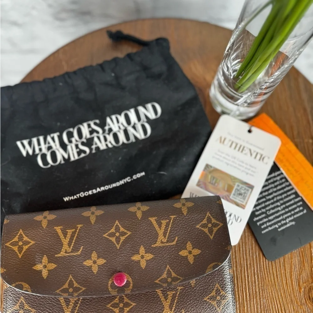 Louis Vuitton Emilie Wallet with Pink Lining and Accents